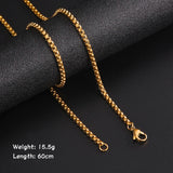 Long Box Chain Necklace 60cm Men Black Gold Women Punk Jewelry