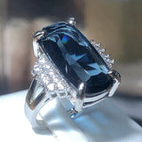 Sapphire Dark Blue Zircon Ring Female Anniverssary Jewelry Gift Women
