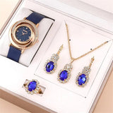 Luxury Women 5Pcs Jewelry Set Wristwatch Wedding Jewelry