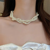 Vintage Hyperbole Pearls Necklace Collarbone Women  Jewelry