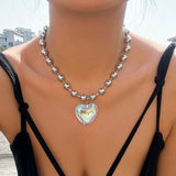 Big Love Heart Pendant Necklace for Women Anniverssary Jewelry