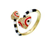 Enamel Expoxy Snake Rings For Women Zircon Party Jewelry Female