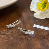 White Star Flower Climbing Earrings for Women Sliver Jewelry Gifts