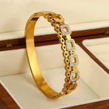 Zircon Heart Bamboo Bangle Bracelet for Women Wedding Jewelry