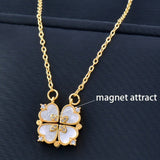 4 Heart Flower Pendant Necklace Gold Love Women Jewelry