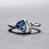 Unique Blue Zircon Ring for Women Engagement Jewelry