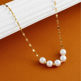 Beading Charm Chain Necklace Women 18K Gold Jewelry Pearls