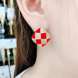 Simple Rhinestone Stud Earrings for Women Party  Gifts Trendy Jewelry