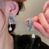 Luxury Zircon Water Drop Earrings for Women Opal Flower Jewelry