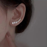 White Star Flower Climbing Earrings for Women Sliver Jewelry Gifts