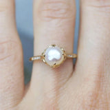 Unique Gold Pearl Ring Bridal Wedding Jewelry Finger Accessories for Engagement