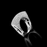 Hollow Out Diamond Ring 925 Silver Women Party Jewelry