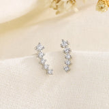 White Star Flower Climbing Earrings for Women Sliver Jewelry Gifts