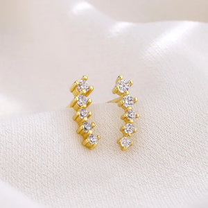 White Star Flower Climbing Earrings for Women Sliver Jewelry Gifts