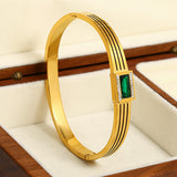 Zircon Heart Bamboo Bangle Bracelet for Women Wedding Jewelry