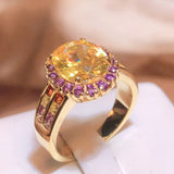 Oval Cut Citrine Art Deco Ring Yellow Gold For Women Jewelry Wedding