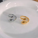Unique Golden Water Drop Ring Women Jewelry Party Premium Gifts