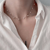 Natural Pearl Choker Necklace Chain Gold Women Jewelry