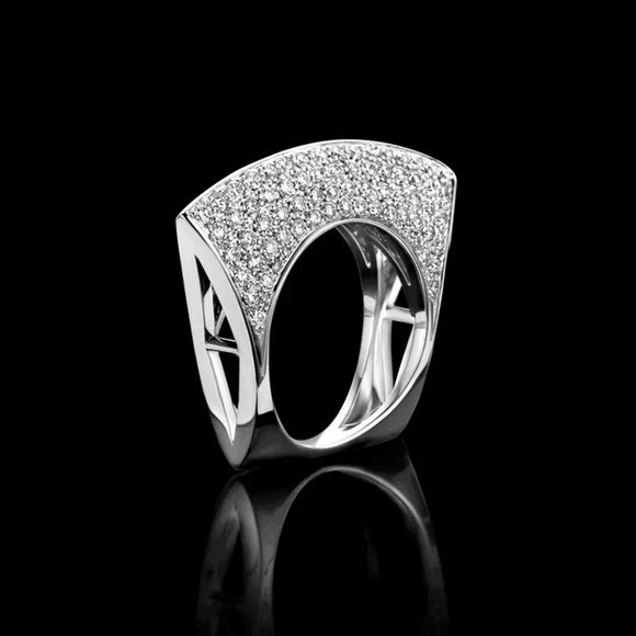 Hollow Out Diamond Ring 925 Silver Women Party Jewelry