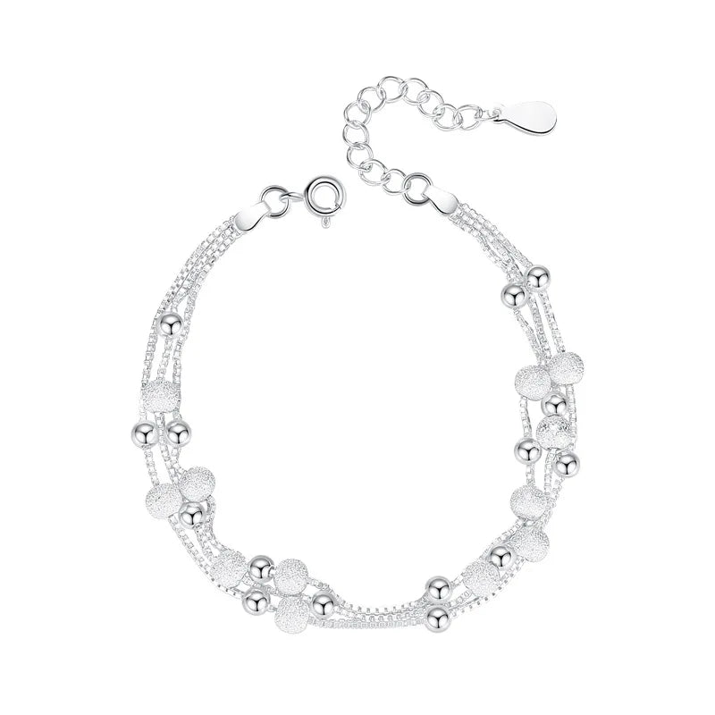 Multilayer Lucky Bead Bracelets 925 Sterling Woman Charm Party Jewelry