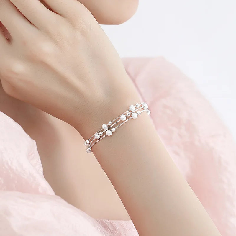 Multilayer Lucky Bead Bracelets 925 Sterling Woman Charm Party Jewelry