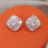 Luxury Round Zircon Earrings 14K Gold Party Women Jewelry