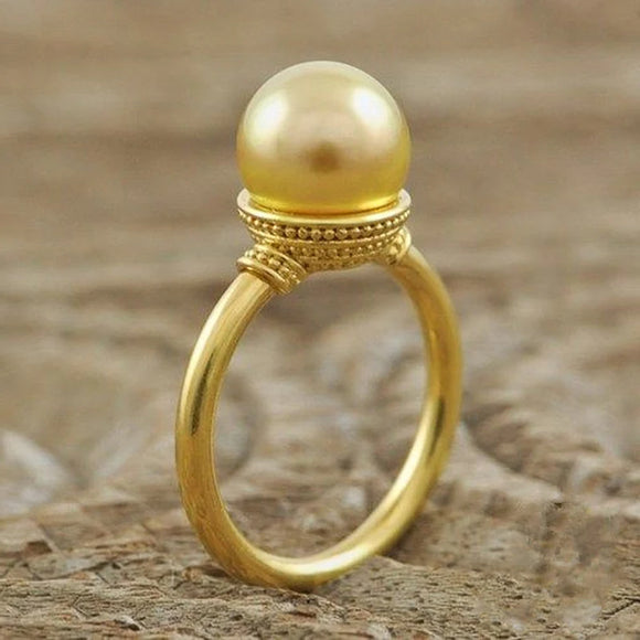 Unique Gold Pearl Ring Bridal Wedding Jewelry Finger Accessories for Engagement