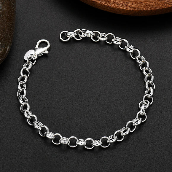 Silver Circle 4MM Chain Bracelets for Women Man  Jewelry Wedding Party Christmas