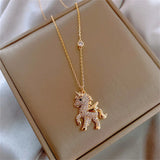 Flying Horse Wings Jewelry Set Earrings Necklace for Women Girls Cute Animal