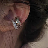 Big Circle Clip Earrings for Women Cuff Party Jewelry Set Gift
