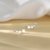 White Star Flower Climbing Earrings for Women Sliver Jewelry Gifts