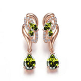 Pink Zircon Rose Gold Drop Earrings Jewelry Party Women