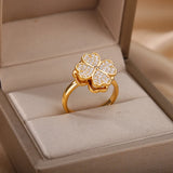 Four Leaf Clover Spinner Ring For Women Wedding Jewelry Gift