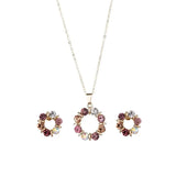 3pcs Circle Diamond Gold Necklace Earrings Set Ladies Celebrity Women Jewelry