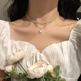 Natural Pearl Choker Necklace Chain Gold Women Jewelry