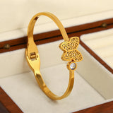 Zircon Heart Bamboo Bangle Bracelet for Women Wedding Jewelry