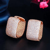 Full Bling Zircon Hoop Earrings for Women Bridal Wedding Jewelry