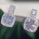 Short Drop Earrings with Flower Topaz Diamond for Women Eye Catching Party Wedding Jewelry - Genuine - Gemstone