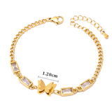 Welding Sanding Butterfly Square Bracelet Zircon Fine Jewelry Chain For Women
