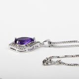 Amethyst Gemstone Pendant Necklace Water Drop Wedding Jewelry - Genuine - Gemstone