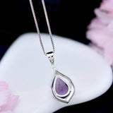 Amethyst Gemstone Pendant Necklace Water Drop Wedding Jewelry - Genuine - Gemstone