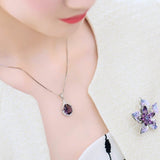 Amethyst Gemstone Pendant Necklace Water Drop Wedding Jewelry - Genuine - Gemstone