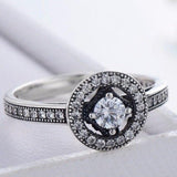 Antique Silver Clear Zircon Ring Wedding Women Jewelry - Genuine - Gemstone