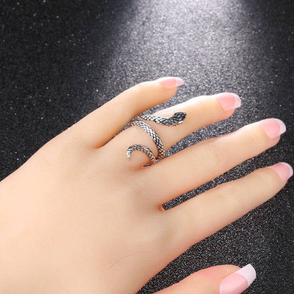 Antique Silver Snake Ring For Women Anniverssary Jewelry - Genuine - Gemstone