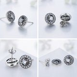 Antique Silver Stud Earring S925 Wedding Jewelry For Women - Genuine - Gemstone