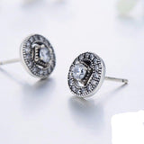 Antique Silver Stud Earring S925 Wedding Jewelry For Women - Genuine - Gemstone