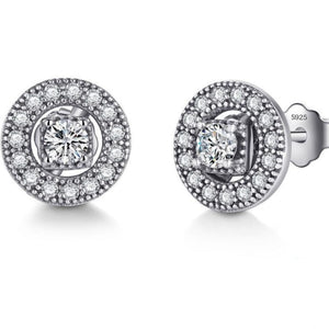 Antique Silver Stud Earring S925 Wedding Jewelry For Women - Genuine - Gemstone