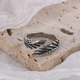 Antique Silver Wings Ring For Women Party Birthday Gifts Jewelry - Genuine - Gemstone