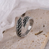 Antique Silver Wings Ring For Women Party Birthday Gifts Jewelry - Genuine - Gemstone