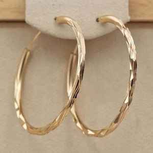 Big Gold Circle Hoop Earring for Women Anniverssary Female Jewelry - Gemstone Gold